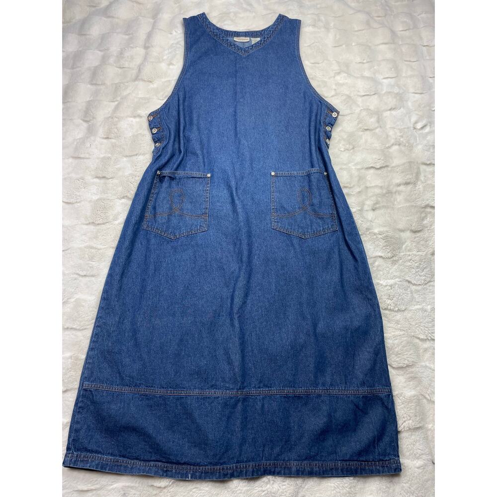🔥Expression Plus Maxi Jumper Pinafore Denim Dress Cottage Americana Modest Art